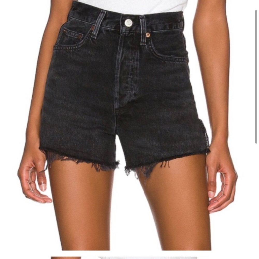 Agolde Dee Distressed High Rise Denim Shorts